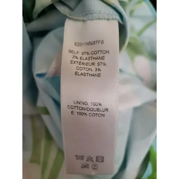 Carolina Herrera Blue Floral-Print Ruched Poplin Sleeve MIDI Dress Size 8 (V3 - Picture 6 of 9